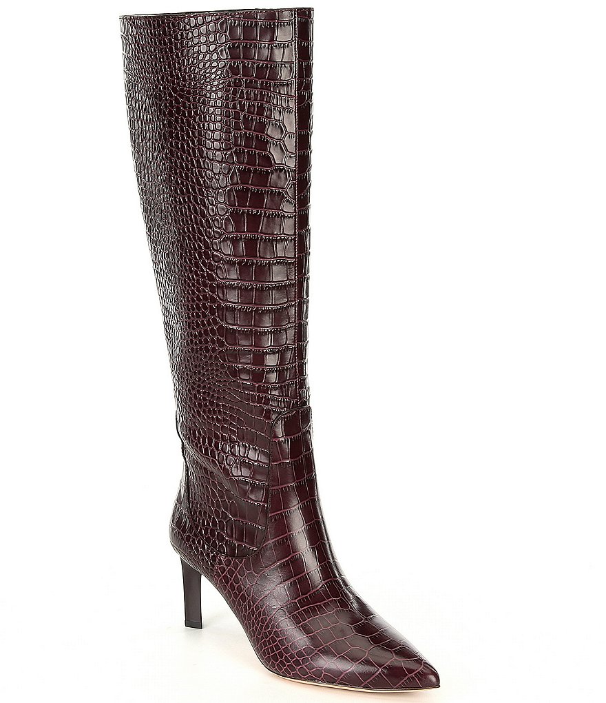 AD & Daughters Tasmine Croc Embossed Leather Tall Shaft Boots