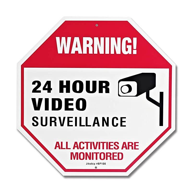 Surveillance Signs Outdoor for Private Property Yard Home Security System &ndash; 11.8&rdquo; x11.8" 40Mil Rust Free Aluminum 24 hour Warning Metal Surveillance Camera Sign - 2 Pack