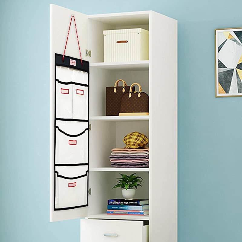 Enough Entryway Door Hanging Organizer School Locker Organizer Mail Holder Wall Mount with Small Pockets Closet Cabinet Organizer Storage for Home Office Gym Key Accessories Mask Sanitizer Clear