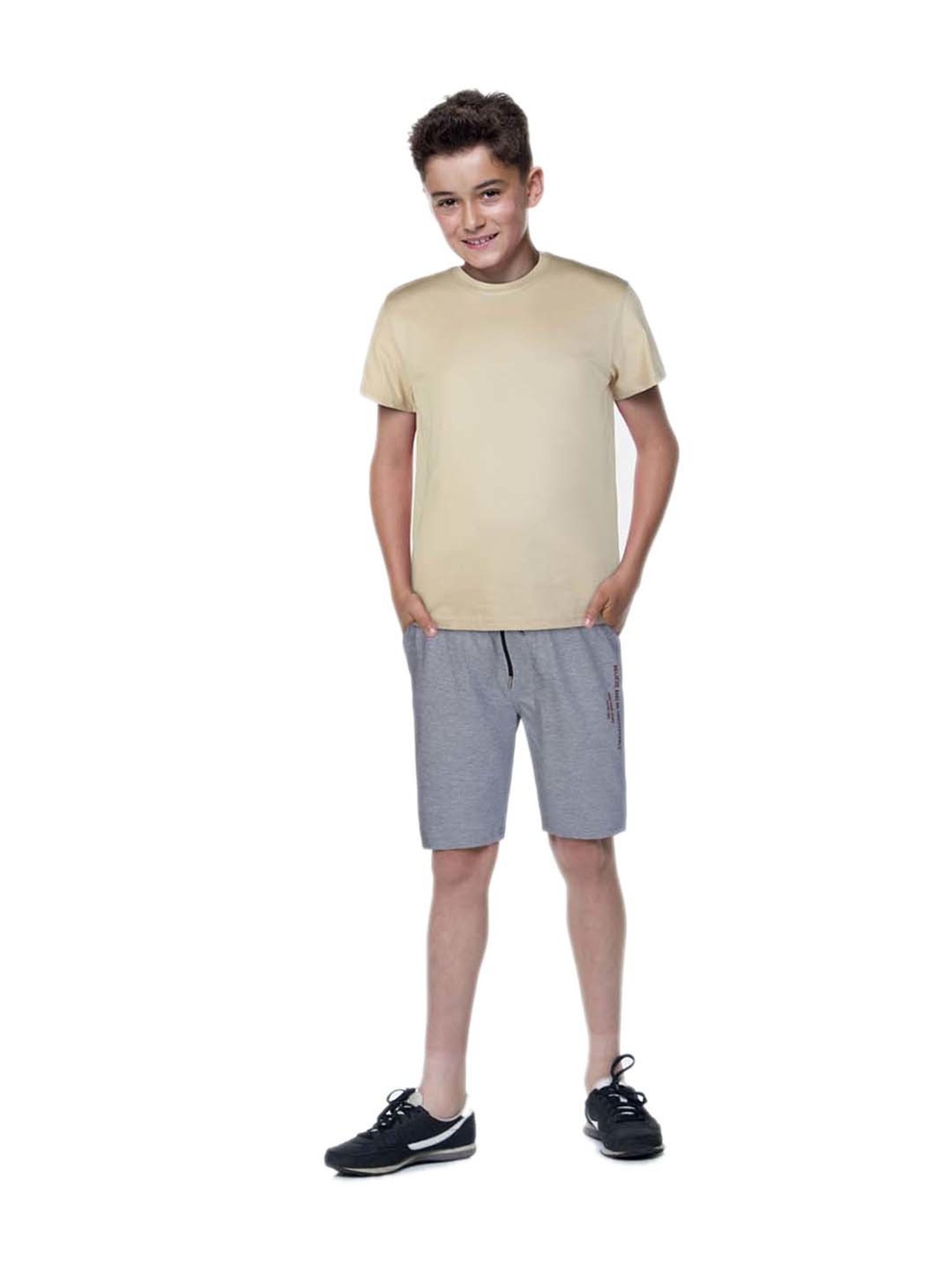 Gini & Jony Kids Grey Cotton Regular Fit Bermudas