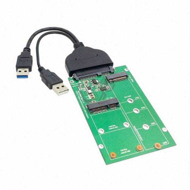 CY USB 3.0 to SATA 22pin 2.5" Hard Disk to 2 in 1 Combo Mini PCI- E 2 Lane M.2 NGFF & mSATA SSD Adapter Converter