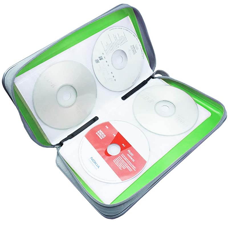 CD Case 80 Capacity DVD Storage DVD Case Holder VCD Wallet Organizer Protective Hard Plastic Portable Case Cover Green