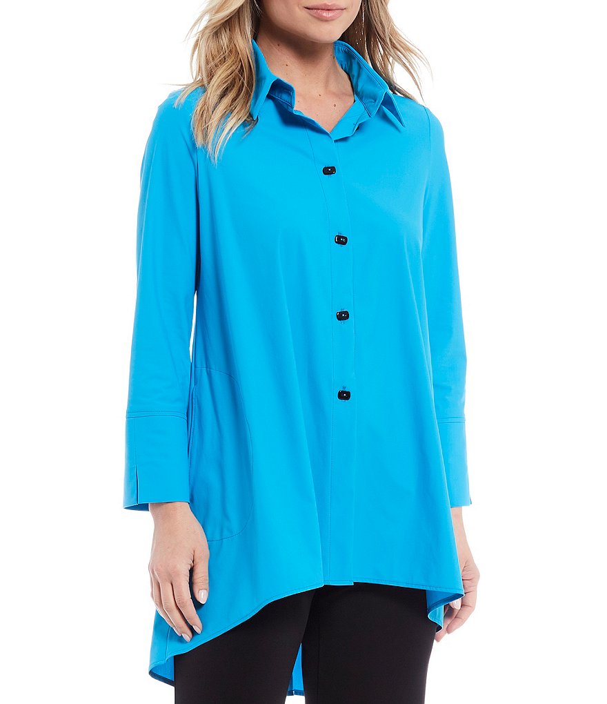 IC Collection Hi-Low Back Zipper Shirt Jacket