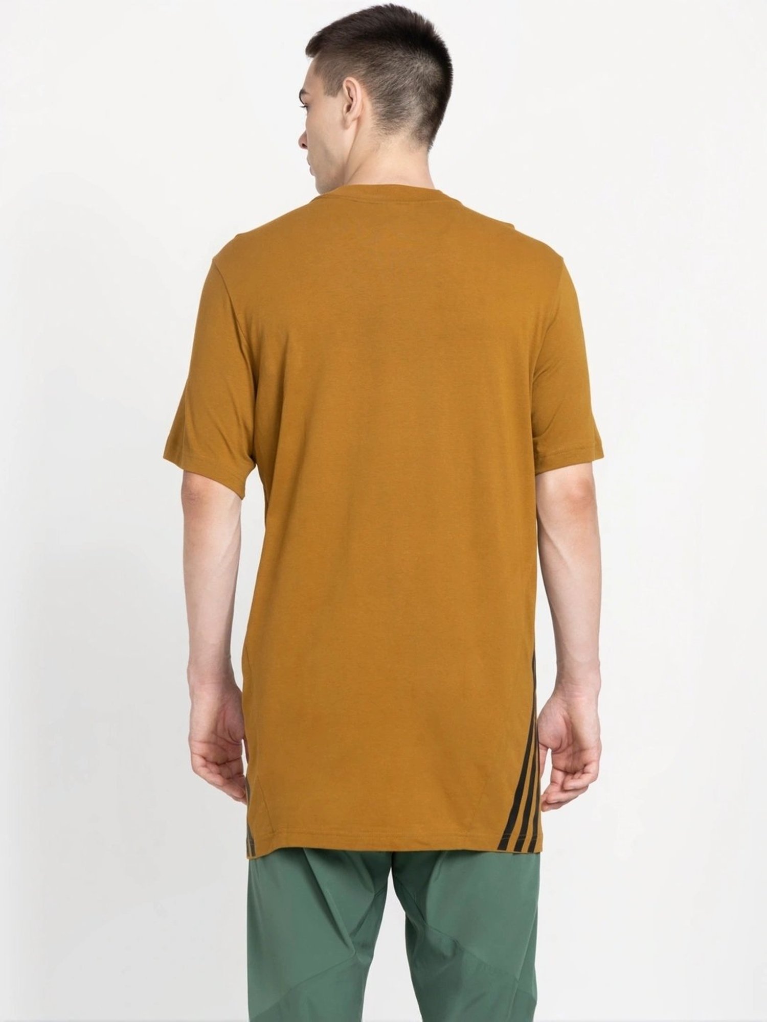 Adidas Brown Cotton Regular Fit T-Shirt