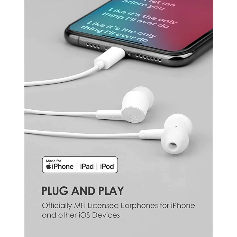 Lightning Headphones Earphones Earbuds Compatible iPhone 12 11 Pro Max iPhone X XS Max XR iPhone 8 Plus iPhone 7 Plus MFi Certified with Microphone Controller SweetFlow White