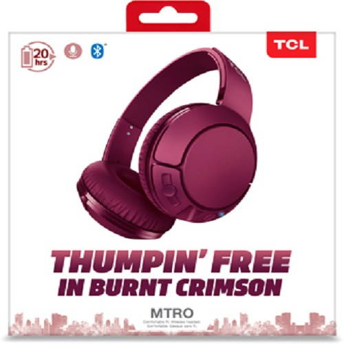 Tcl Mtro200bt Burgundy Wireless On-Ear Headphones