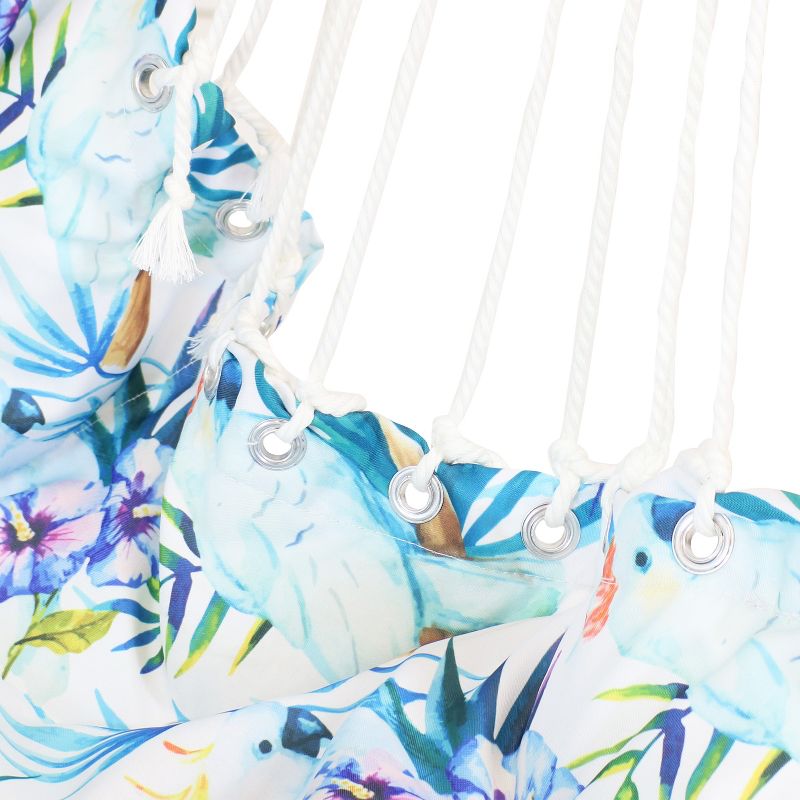 Sunnydaze Hanging Hammock Chair Swing with Spreader Bar and Padded Back for Backyard and Patio - 300 lb Weight Capacity - Parrot Print