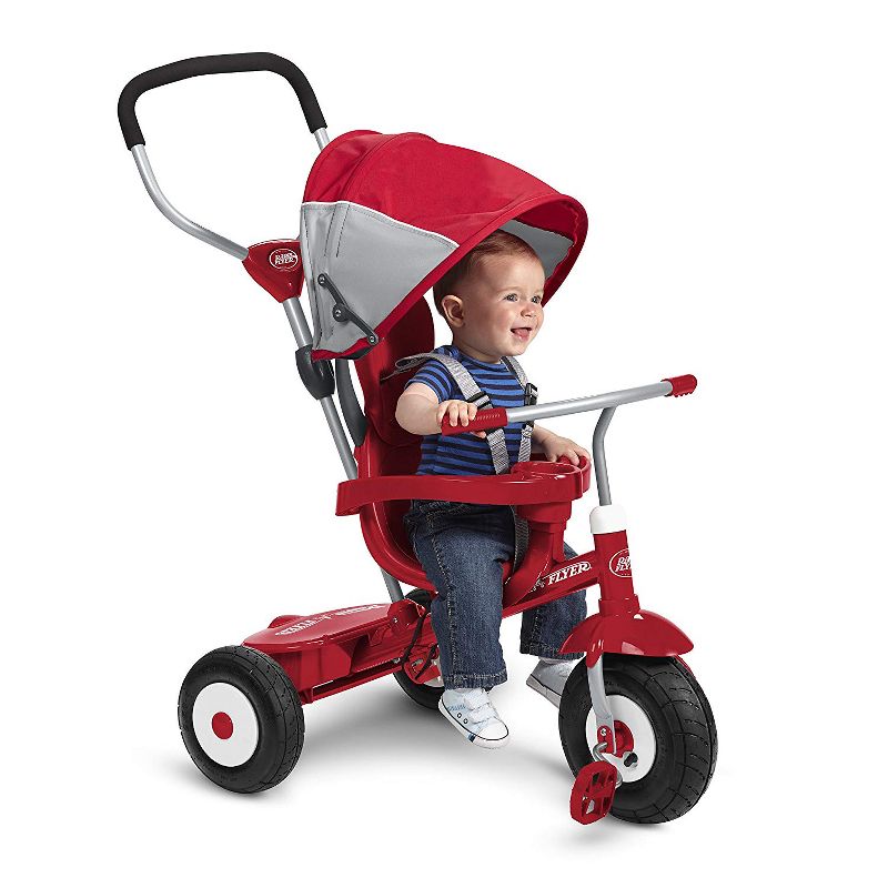 Radio Flyer Sport 4 in 1 All Terrain Kids Stroll 'N Trike Ride On Tricycle, Red