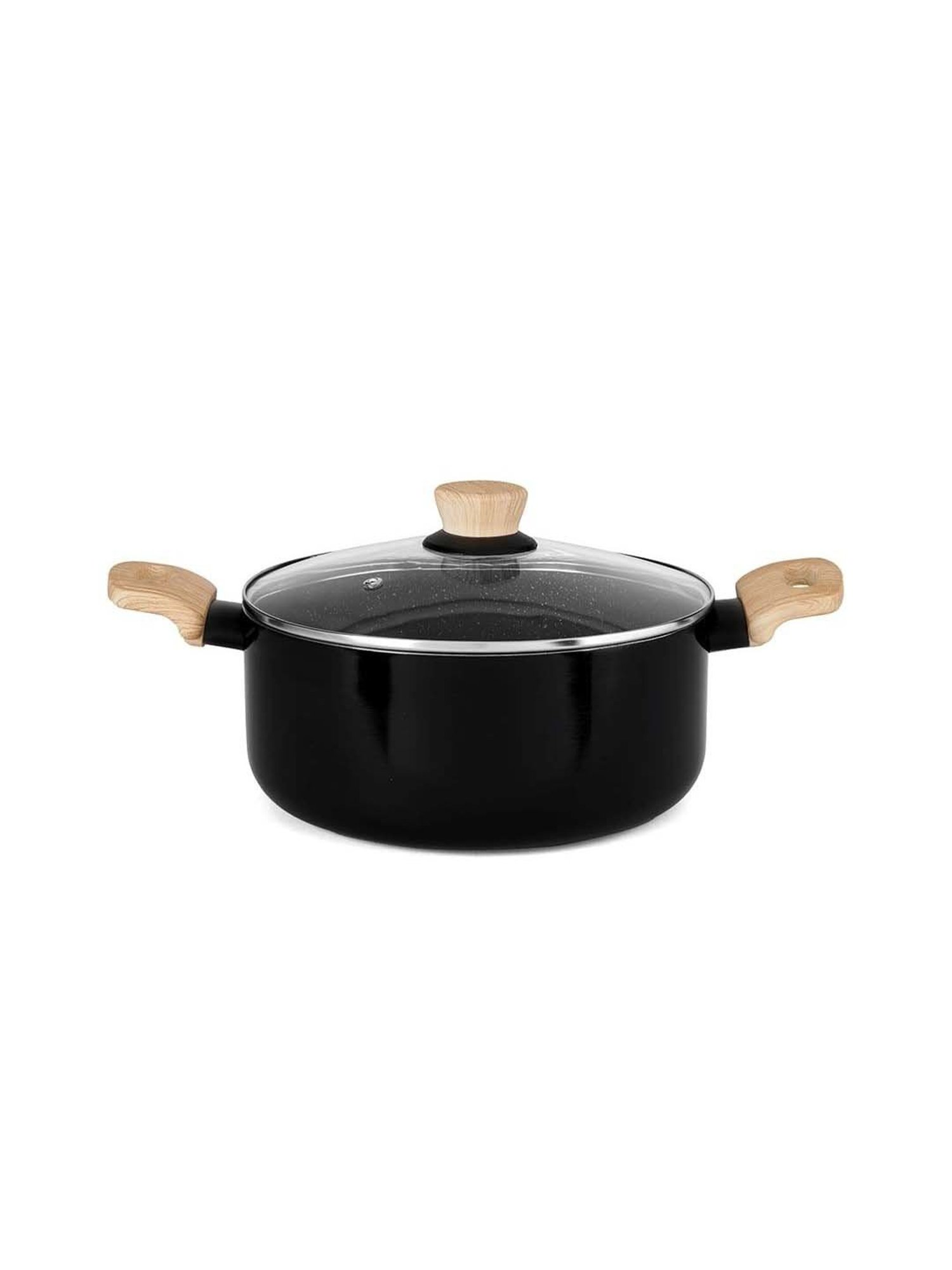 Bergner Bellini & Aura Black 20 cm Induction Cook And Serve Casserole With Wooden Finish Handle