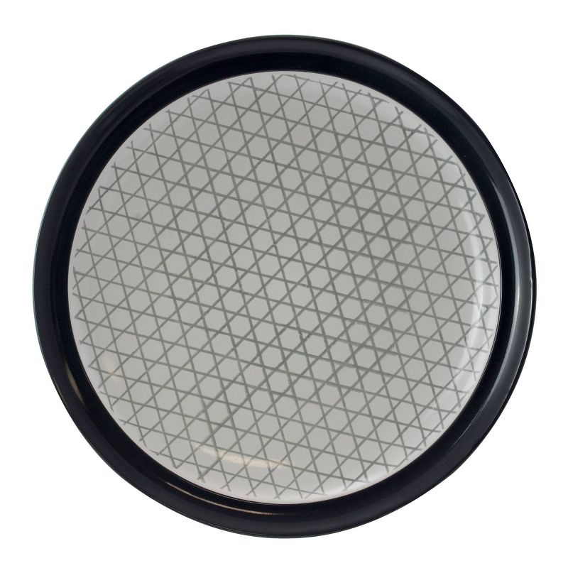 16pc Stoneware Pin Stripe Dinnerware Set Black/Gray - Elama