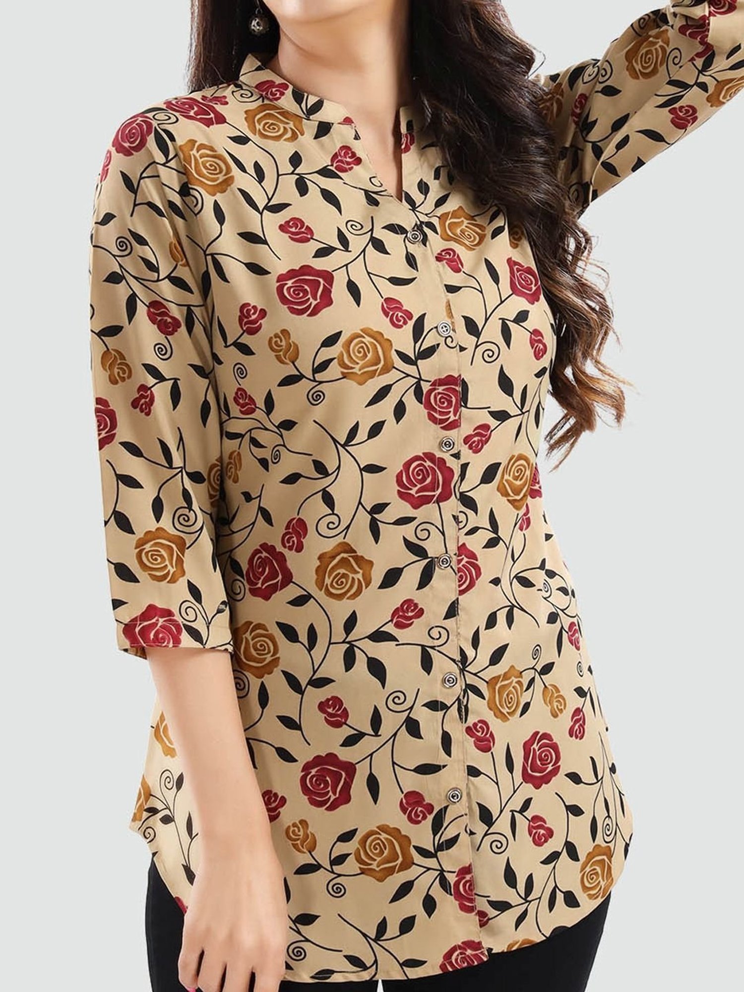 Saree Swarg Beige Printed Tunic