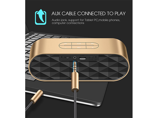 Autofeel Subwoofer Bluetooth Speaker Hifi Dual Bass Loudspeakers Wireless Stereo Metal Column FM Radio Soundbar Mini Portable Speakers Support TF Handsfree Mic For iPhone Samsung Phone Computer