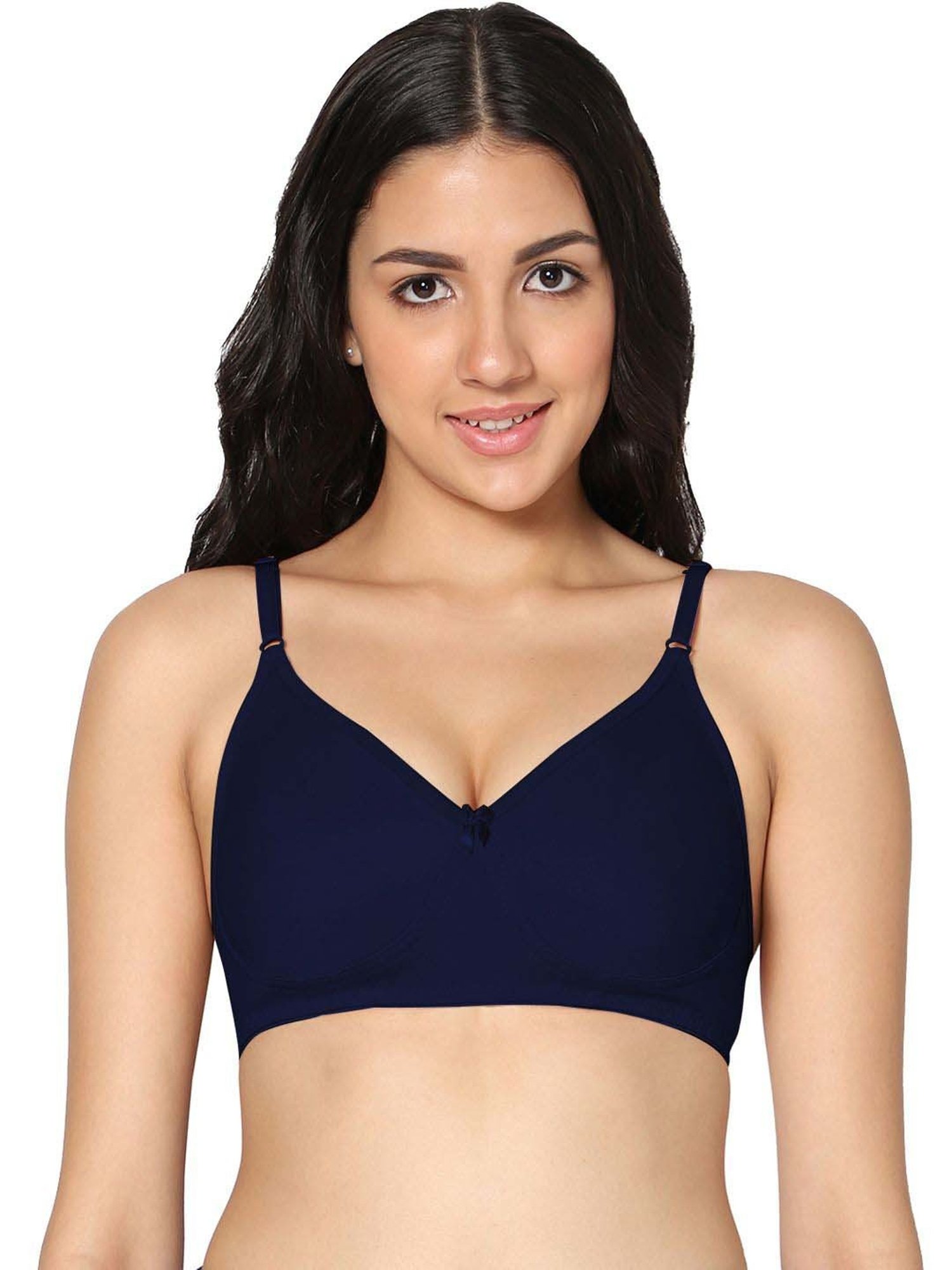 IN CARE White & Navy Cotton T-Shirt Bras - Pack Of 2
