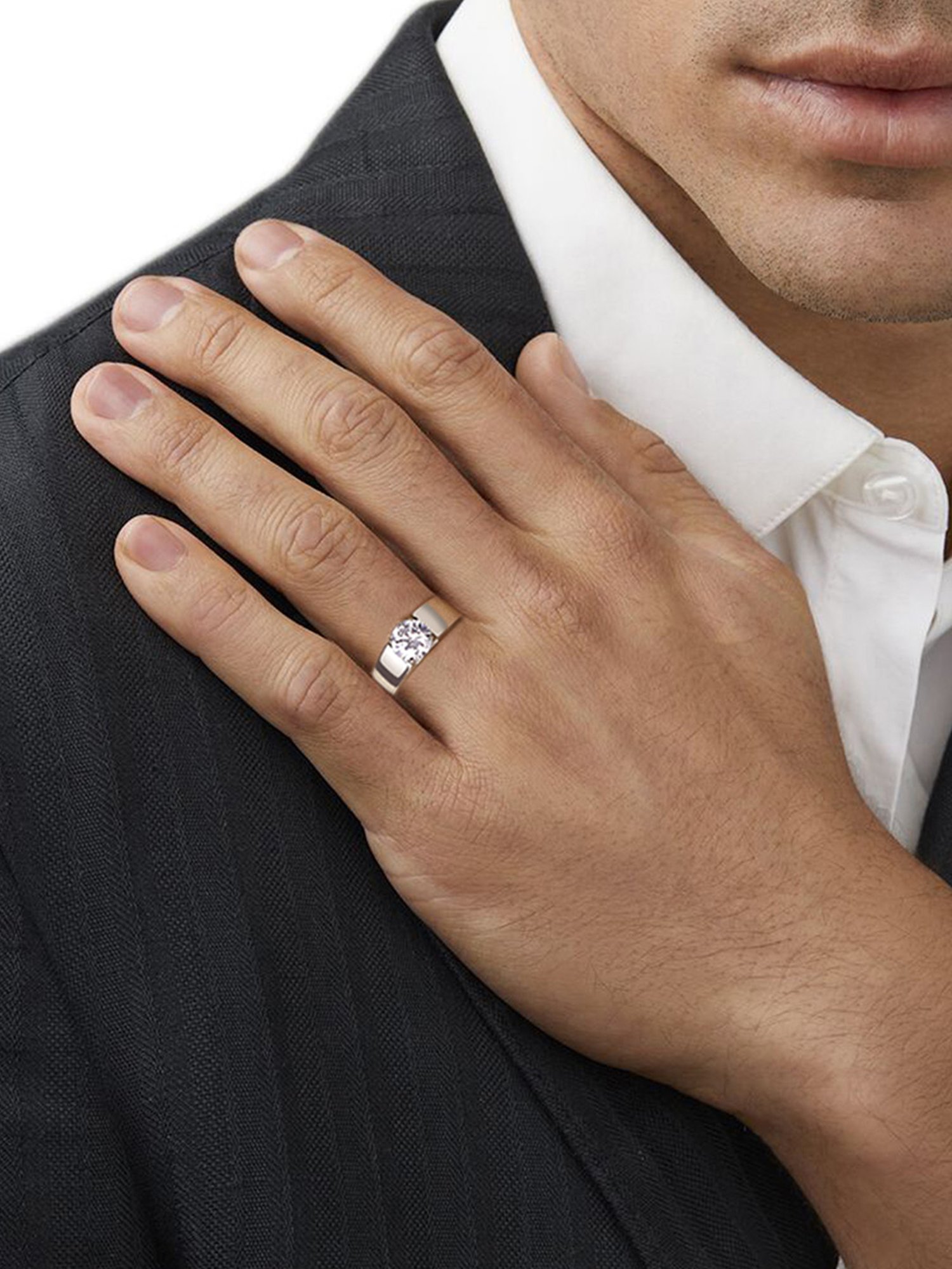 March by FableStreet Classic Solitaire Adjustable Men's Ring in 925 Silver