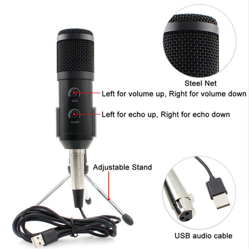 Bm 800 Upgraded bm 900 Mikrofon Condenser USB Microphone Studio With Stand Tripod And Pop Filter Mic For Computer Karaoke PC