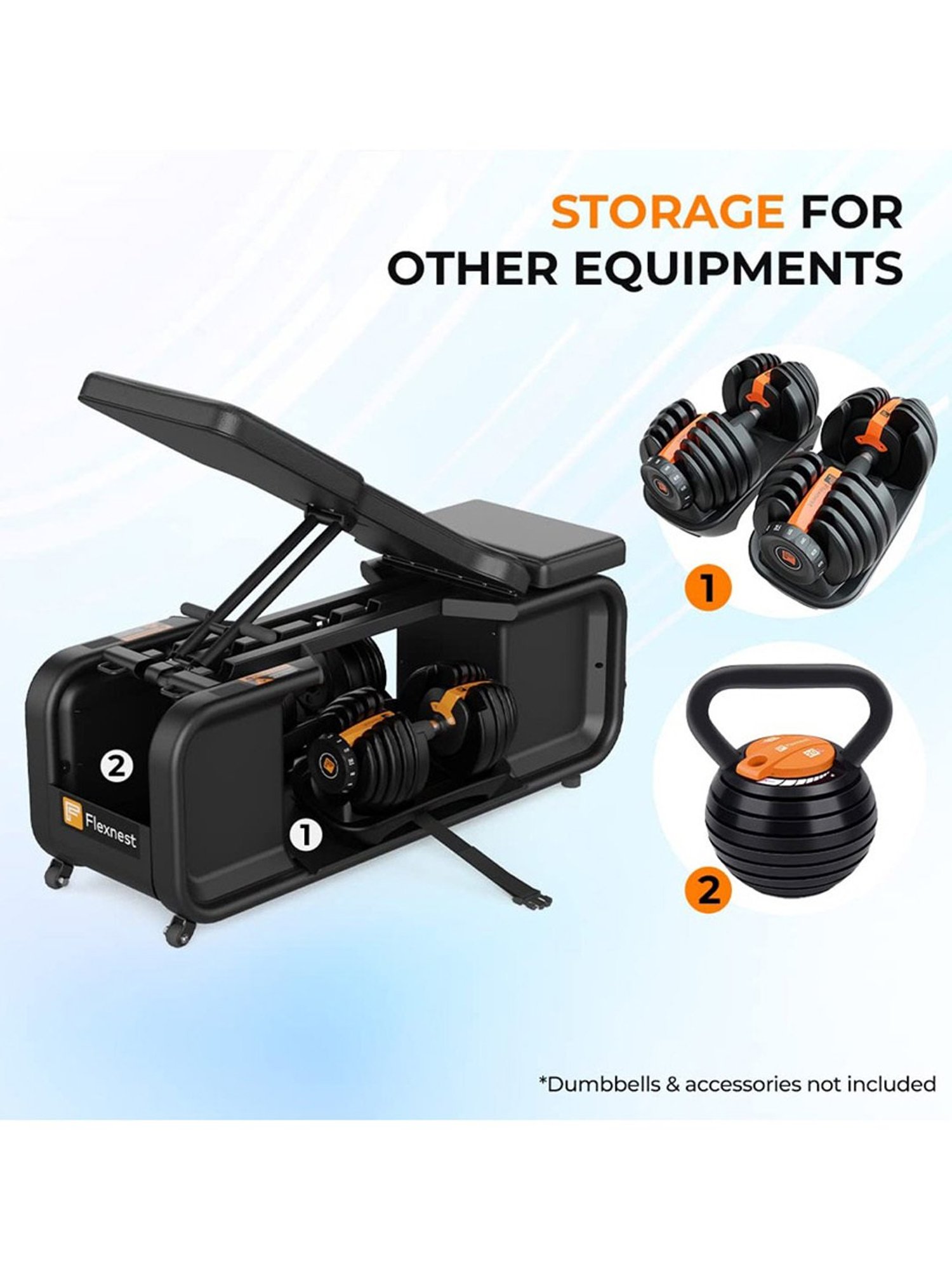 Flexnest Incline and Flat Flexbench Pro 180kgs Weighing Capacity Fitness Bench