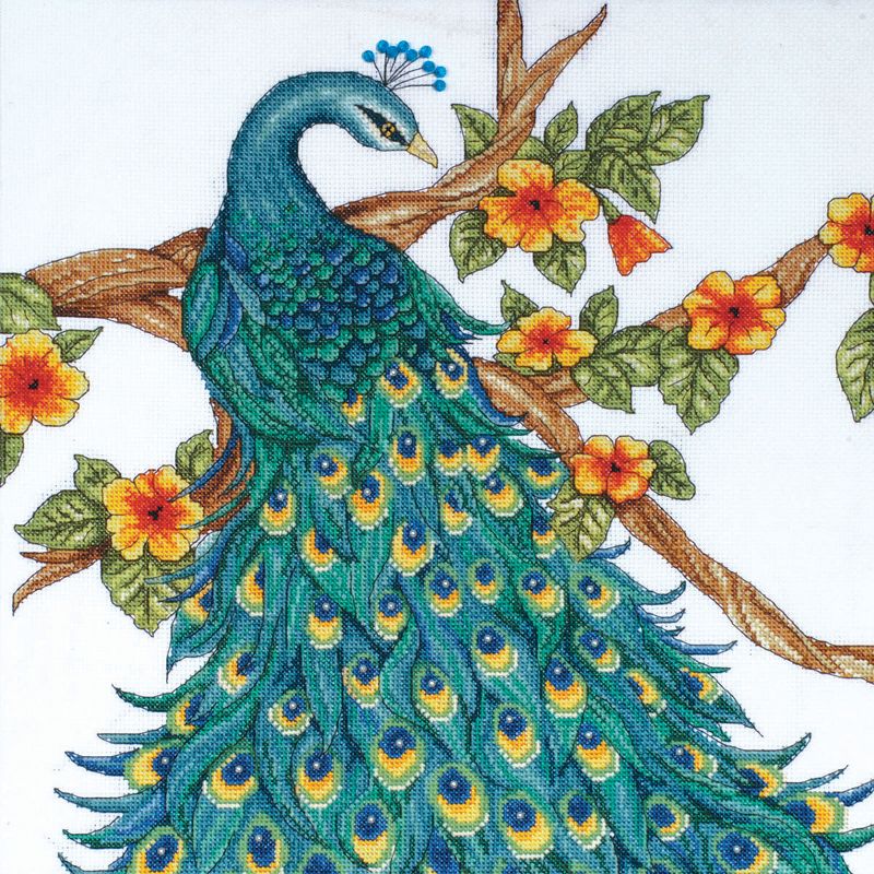 Design Works Counted Cross Stitch Kit 14"X14"-Peacock (14 Count)