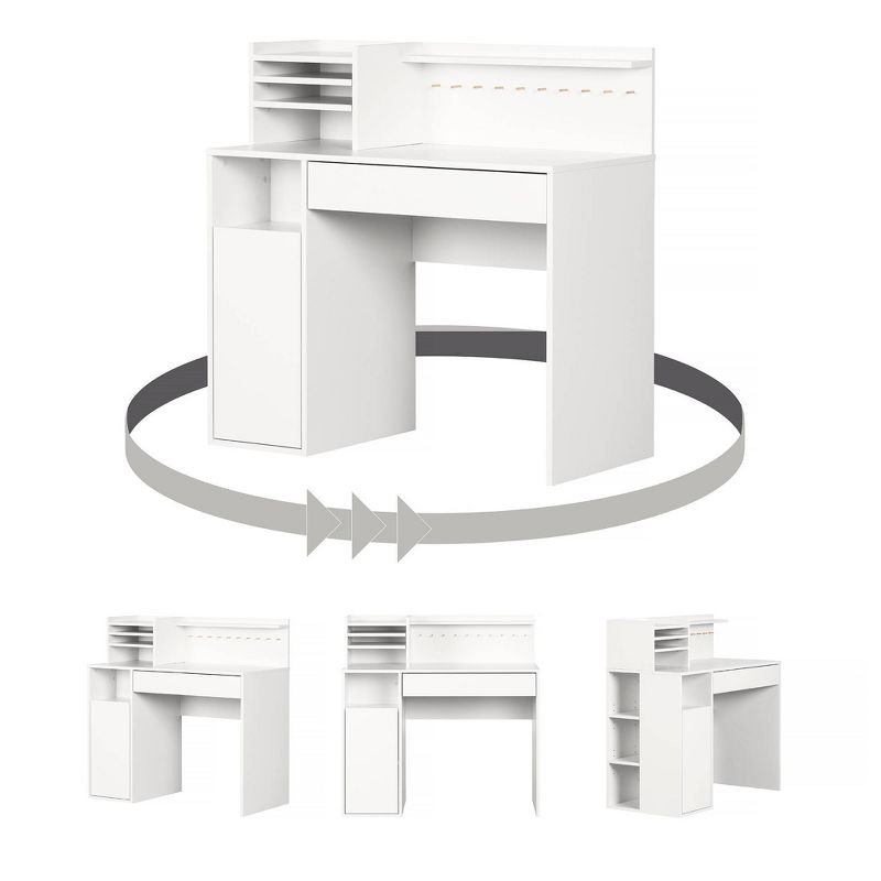 Crea Craft Table Wth Hutch Pure White - South Shore