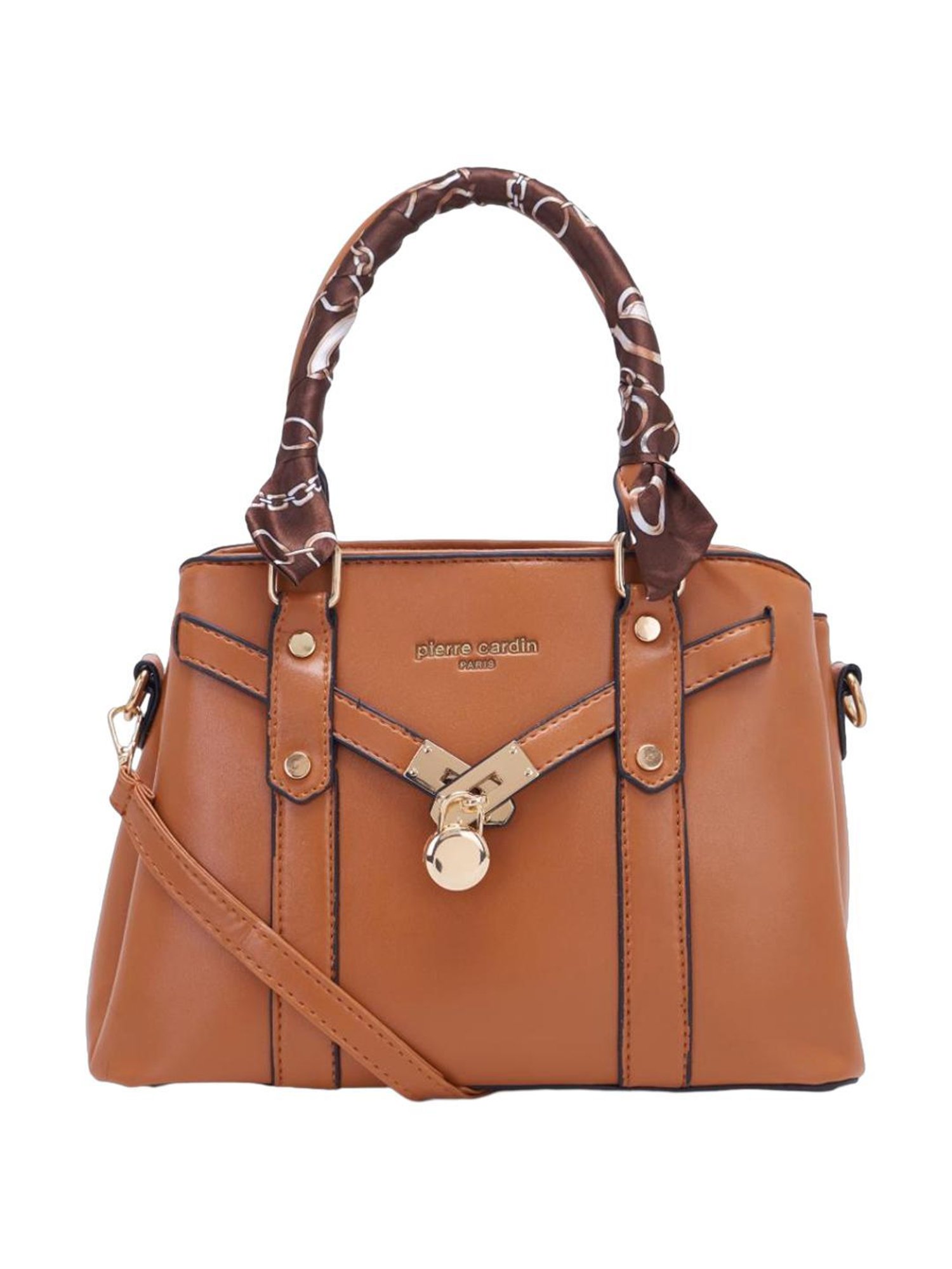 Pierre Cardin Tan Solid Satchel Handbag