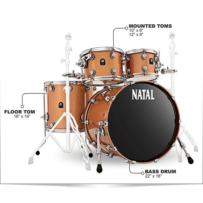 Natal Drums Cafe Racer US Fusion 22 4-Piece Shell Pack with 22 in. Bass Drum Champagne Sparkle