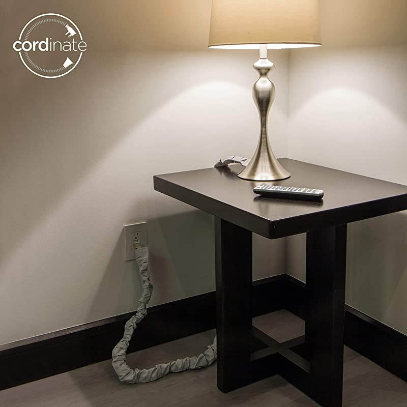 Fabric Cord Cover 6 ft Hides Cables Great for Lamps Light Fixtures and Desks Cable Management Easy Installation Heather Gray 40731