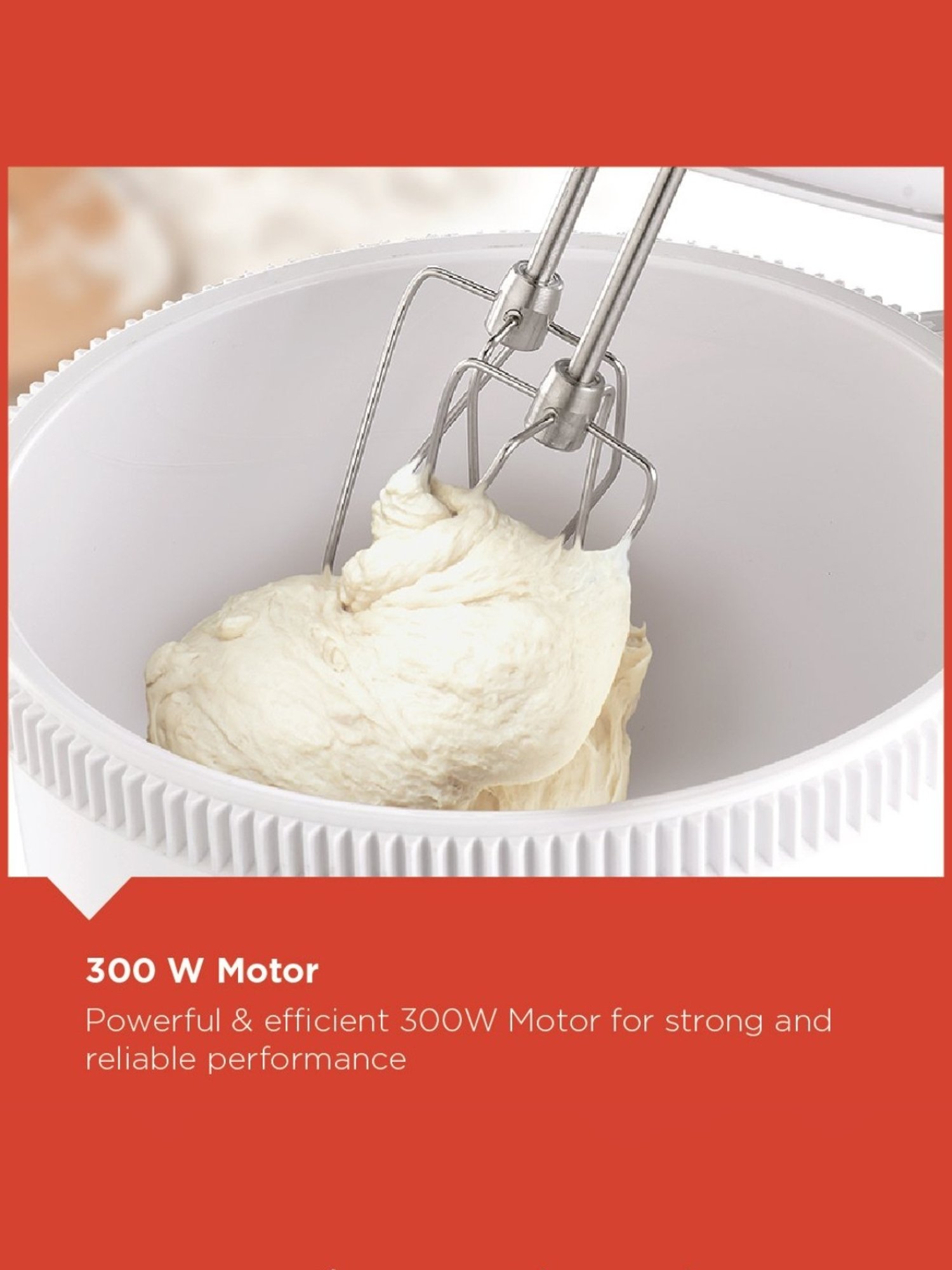 BLACK+DECKER M700 Hand Mixer 300W with 5 Speed Control function (White)