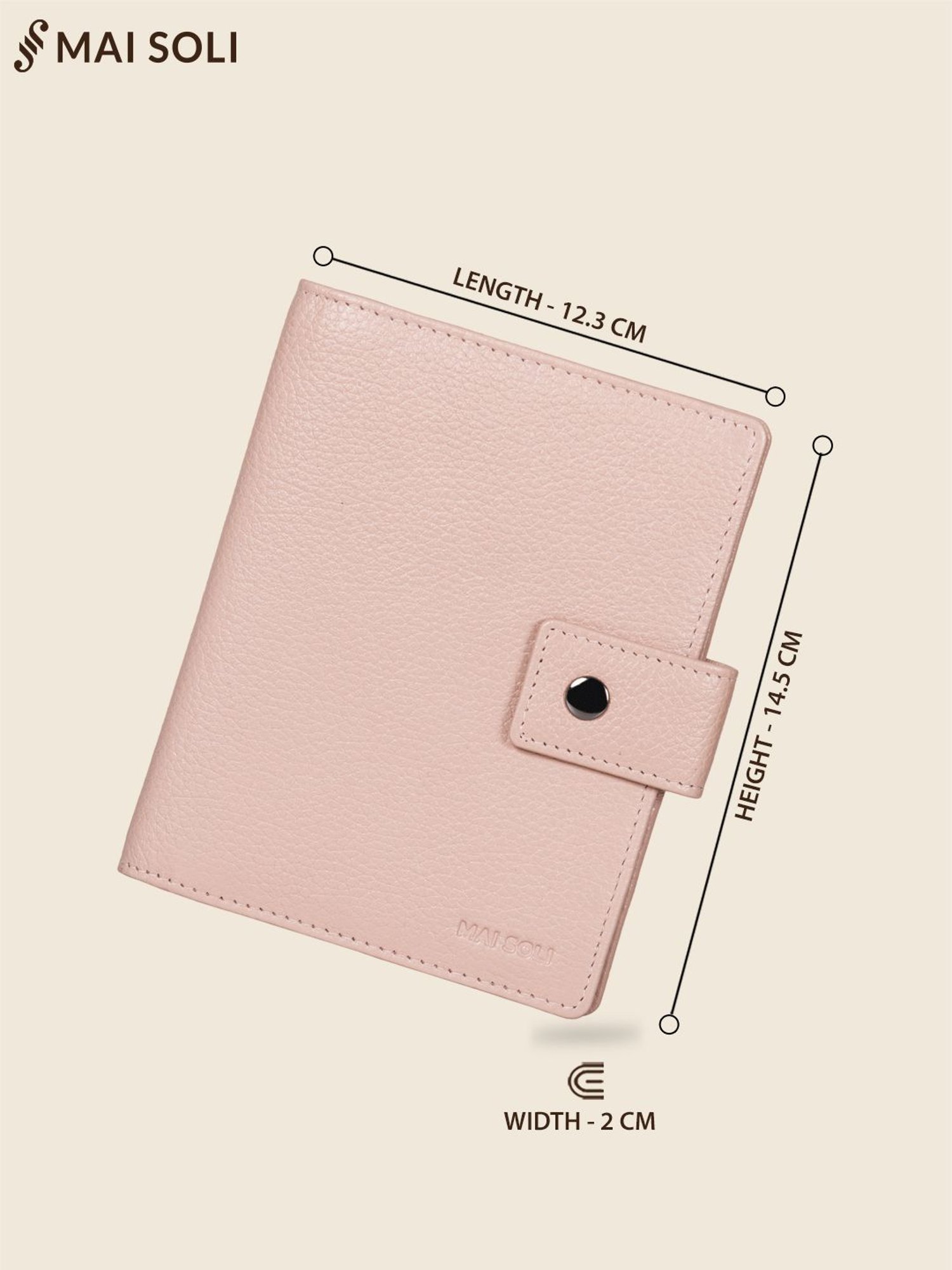 Mai Soli Nomad Nude Pink Formal Leather Passport Wallet for Unisex