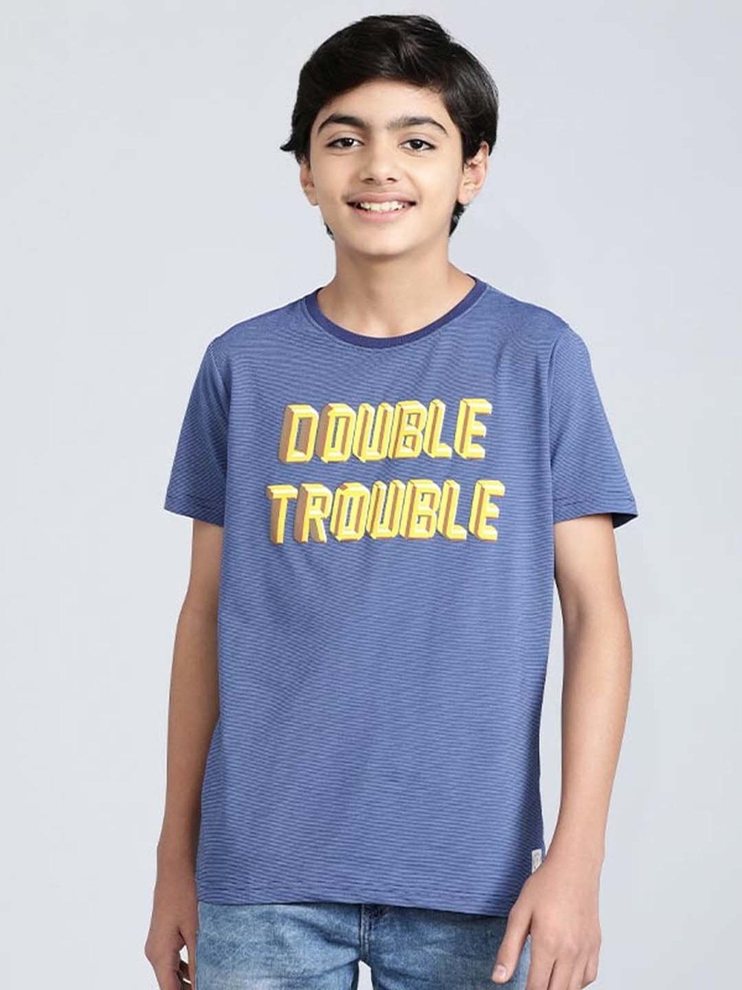 Indian Terrain Boys Navy Cotton Printed T-Shirt
