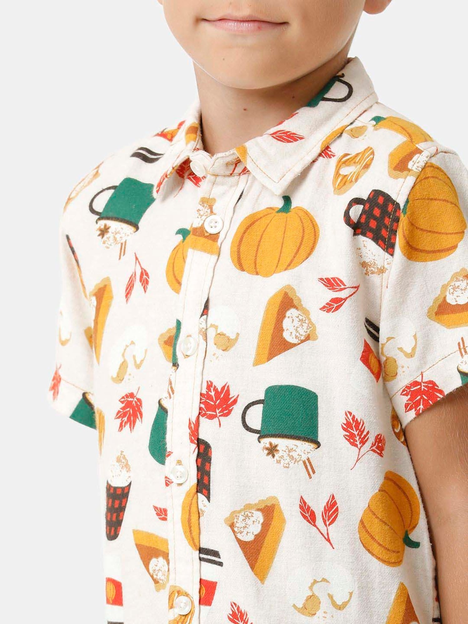 Kate & Oscar Kids White & Yellow Cotton Printed Shirt