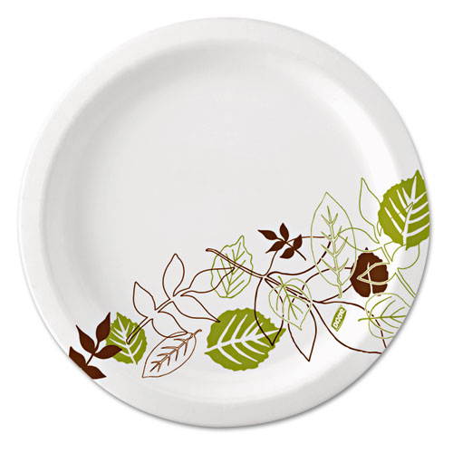 Dixie UX9WS Pathways Paper Plates, 8.5", WiseSize, Green/Burgundy, 500/Carton