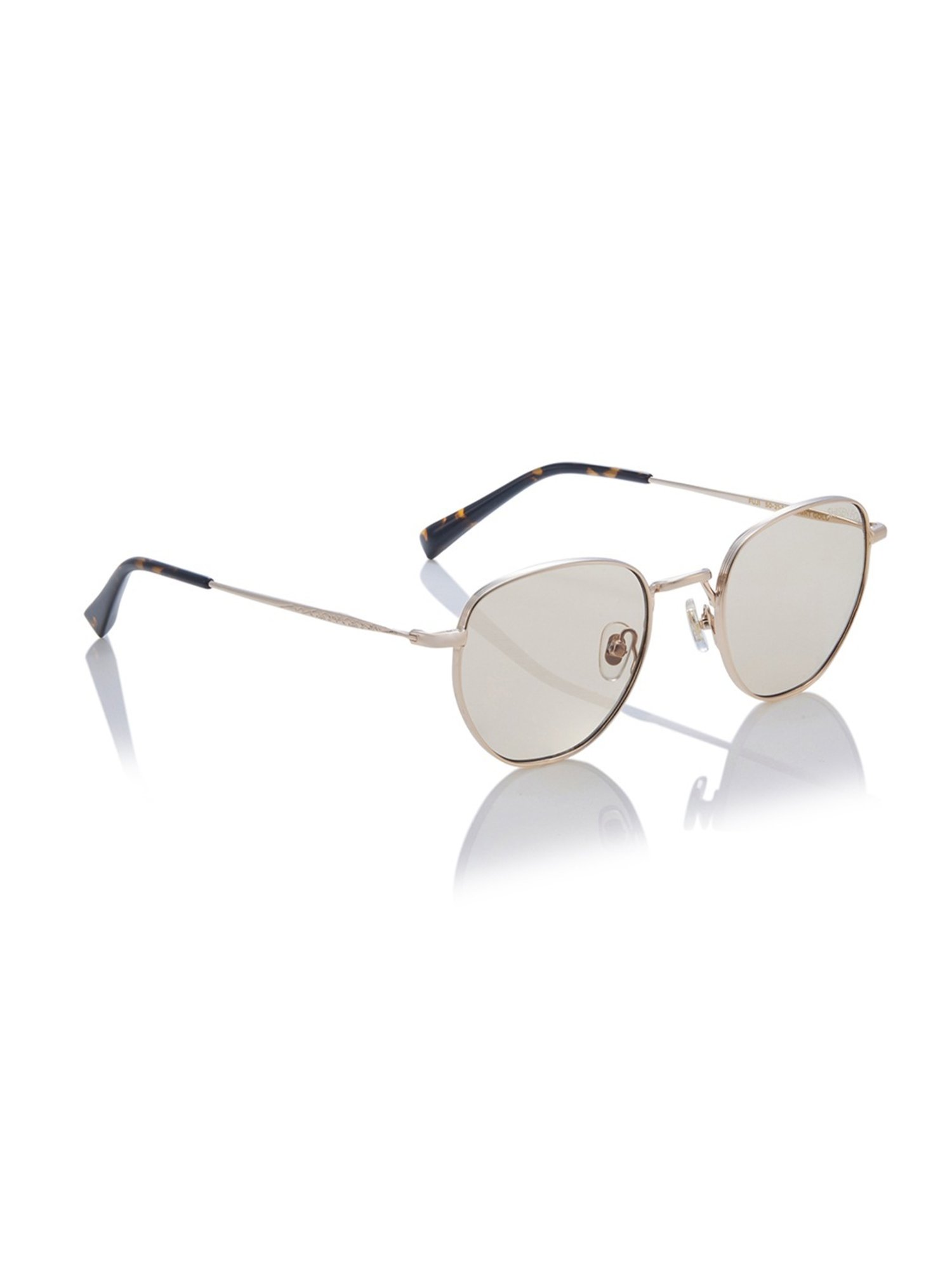 Shisen Fox Fuji Light Gold-Light Brown Round Unisex UV Protection Sunglasses -50 mm