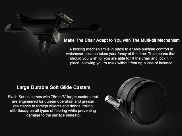 E-WIN Flash XL Series FLA Ergonomic Computer Gaming Chair with Head Pillow and Lumbar Support