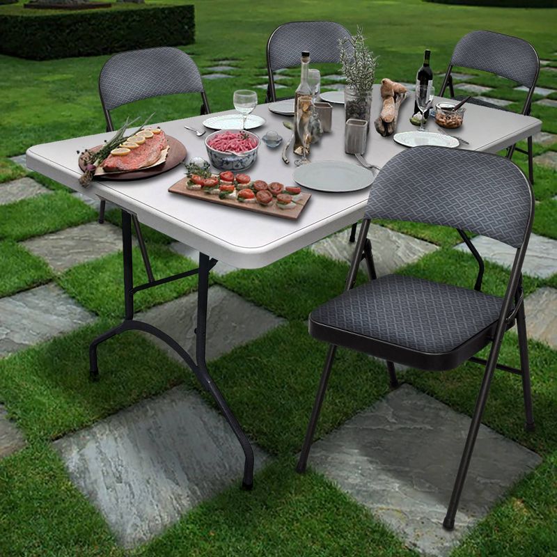 4pk Fabric Padded Folding Chairs Gray - Plastic Dev Group