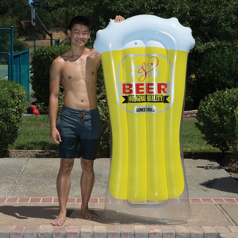 72" O' Beer Inflatable 1-Person Swimming Pool Mattress - Yellow/White