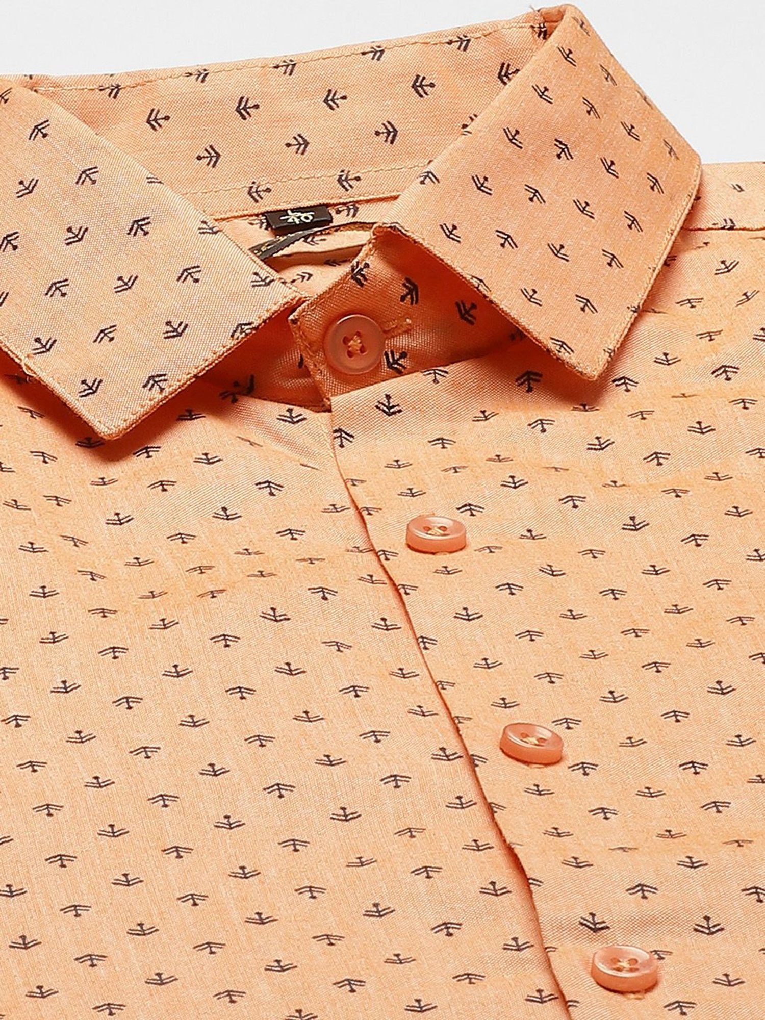 Sojanya Peach Cotton Regular Fit Printed Shirt