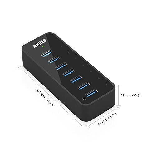 USB HUB, Anker 7-Port USB 3.0 Data Hub with 36W Power Adapter and BC 1.2 Charging Port for iPhone 7/6s Plus, iPad Air 2, Galaxy S Series, Note Series, Mac, PC, USB Flash Drives and More
