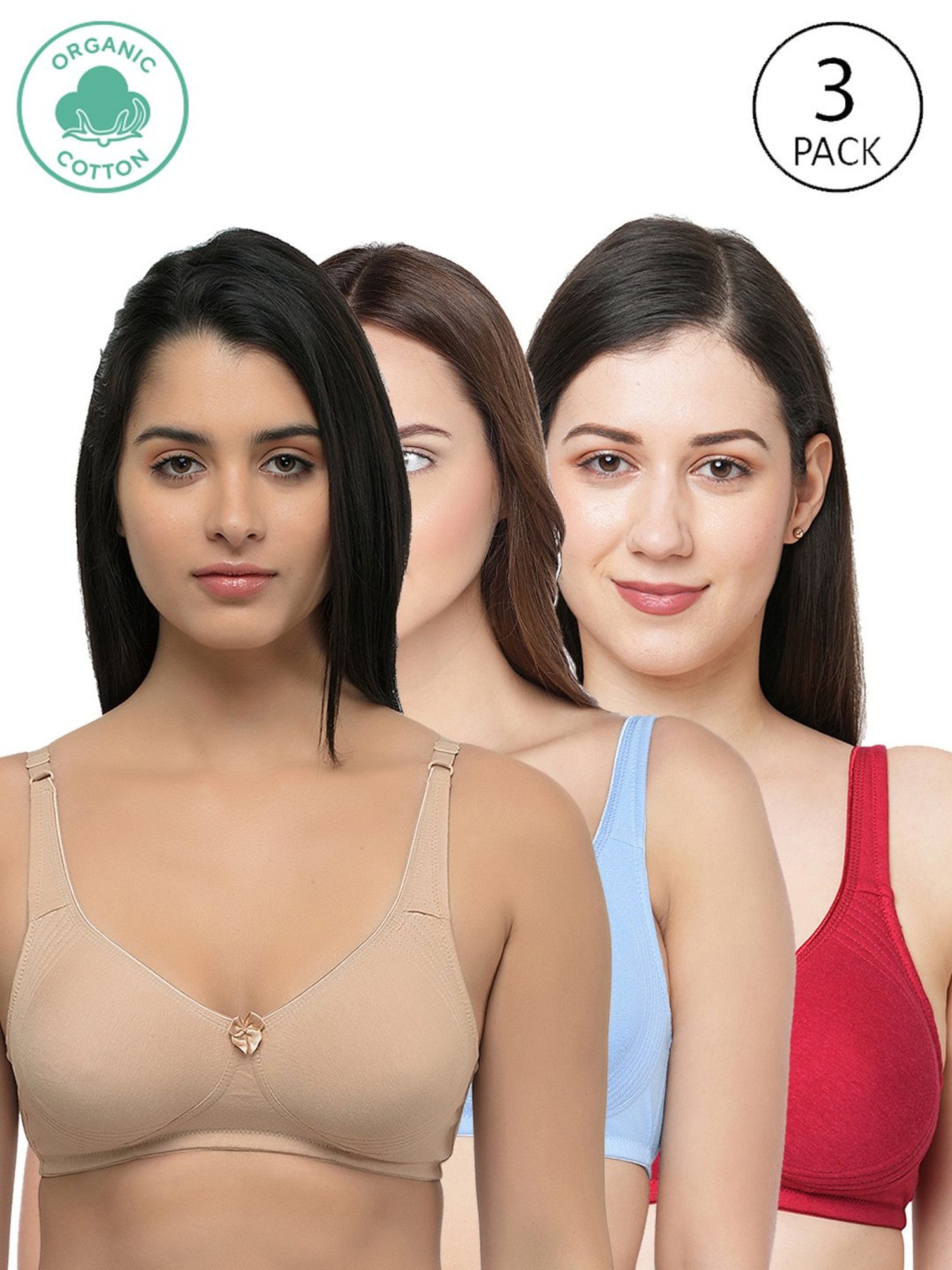 Inner Sense Multicolor Full Coverage Bra - Pack of 3
