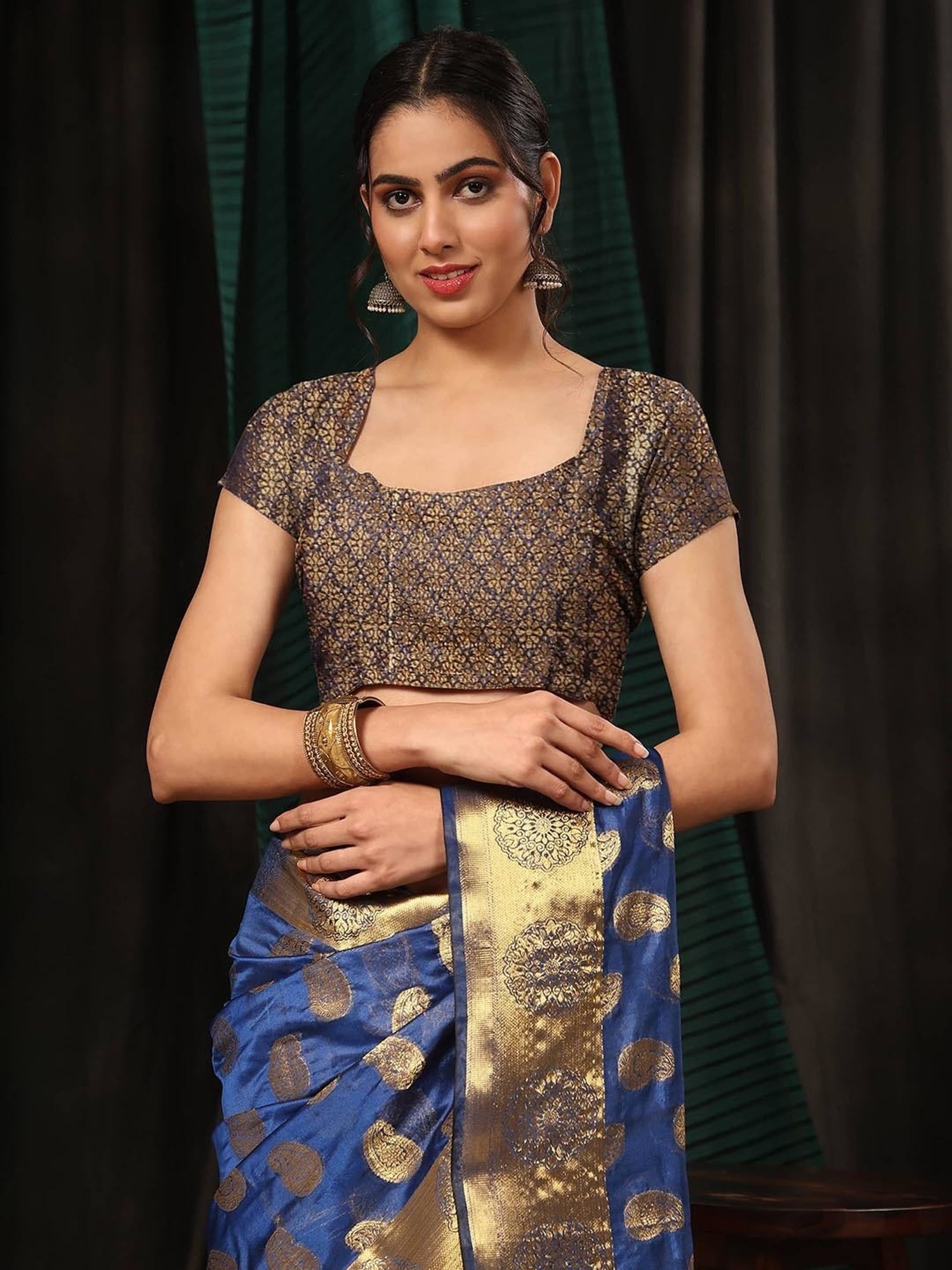 Silk Land Banarasi Silk Blue Woven Saree With Blouse