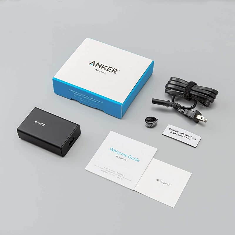 40W 5Port USB Wall Charger PowerPort 5 for iPhone XS XS Max XR X 8 7 6 Plus iPad Pro Air 2 mini Galaxy S9 S8 Edge Plus Note 8 7 LG Nexus HTC and More Black AKA2124111