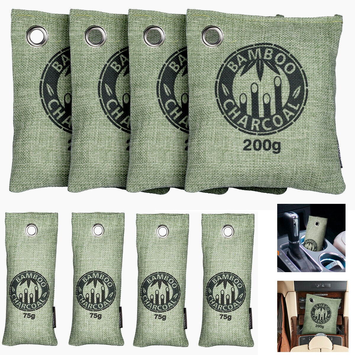 8pcs Car Bamboo Charcoal Fresh Air Purifier Bag Home Purifying Odor Mold Nature