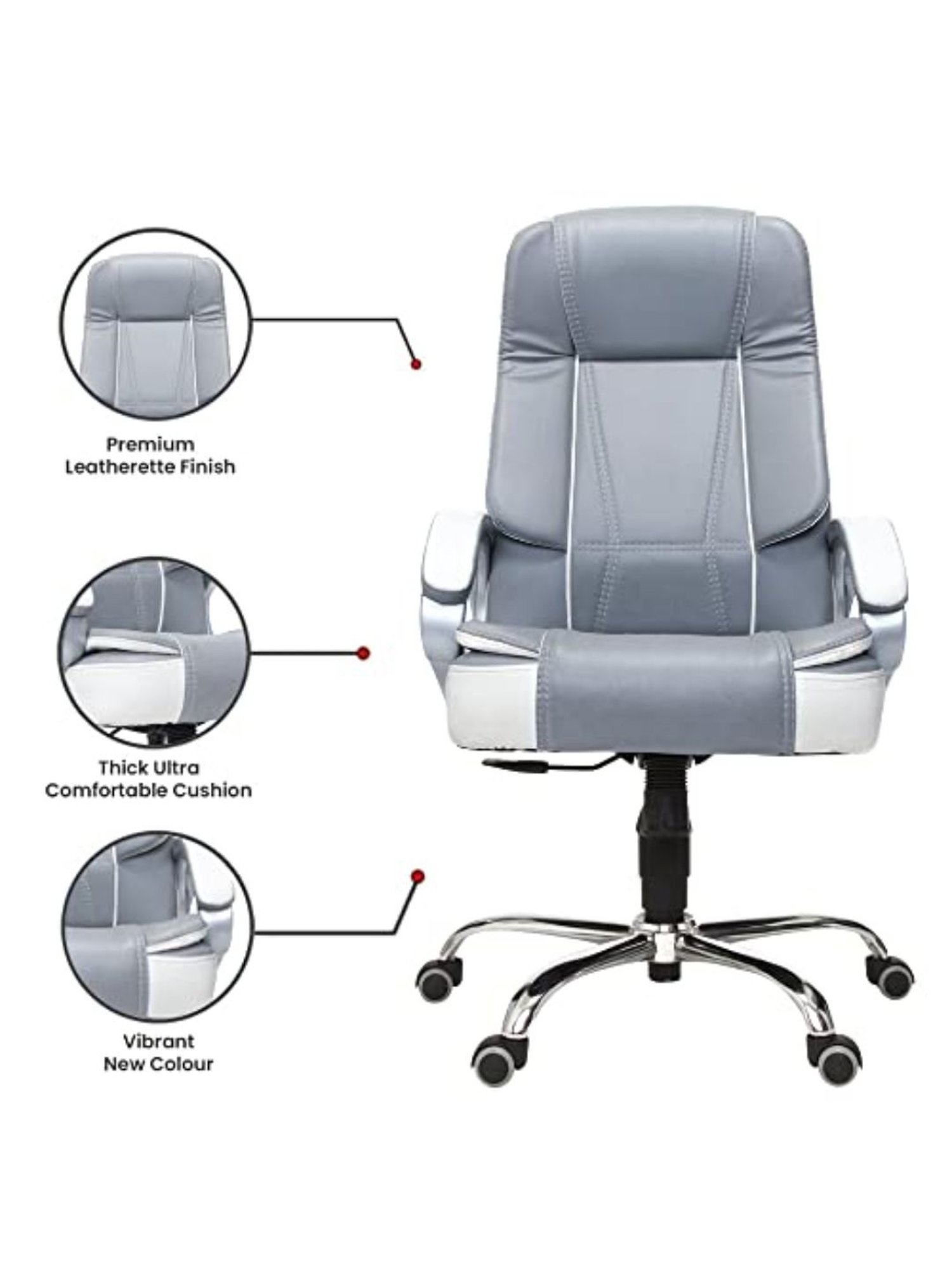 Green Soul Vienna White & Grey PU Leather High Back Chair