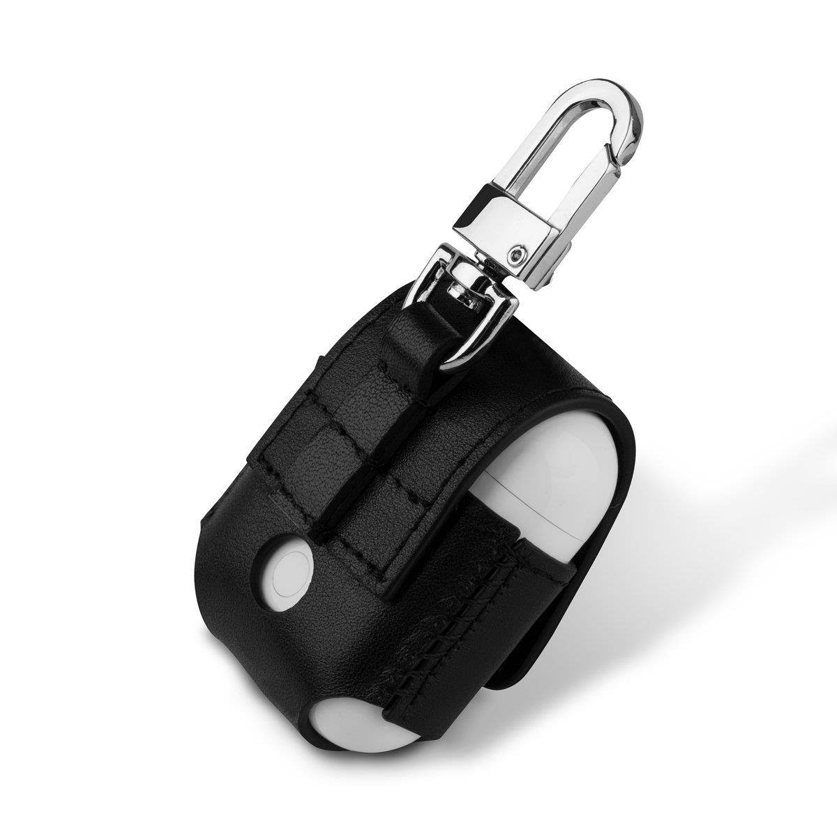 AirPods Case,Apple Airpods Case Keledes AirPods Cover Protector,Premium Genuine Leather Case Flip Cover with Metal Closure Buckle for Apple Wireless Earphone,Black