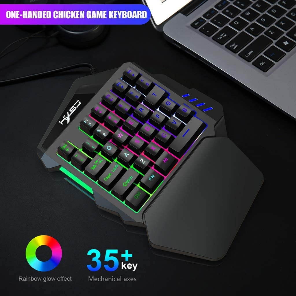 MagiDeal One-Handed RGB Gaming Keyboard, Professional Gaming Keypad, 35 Keys