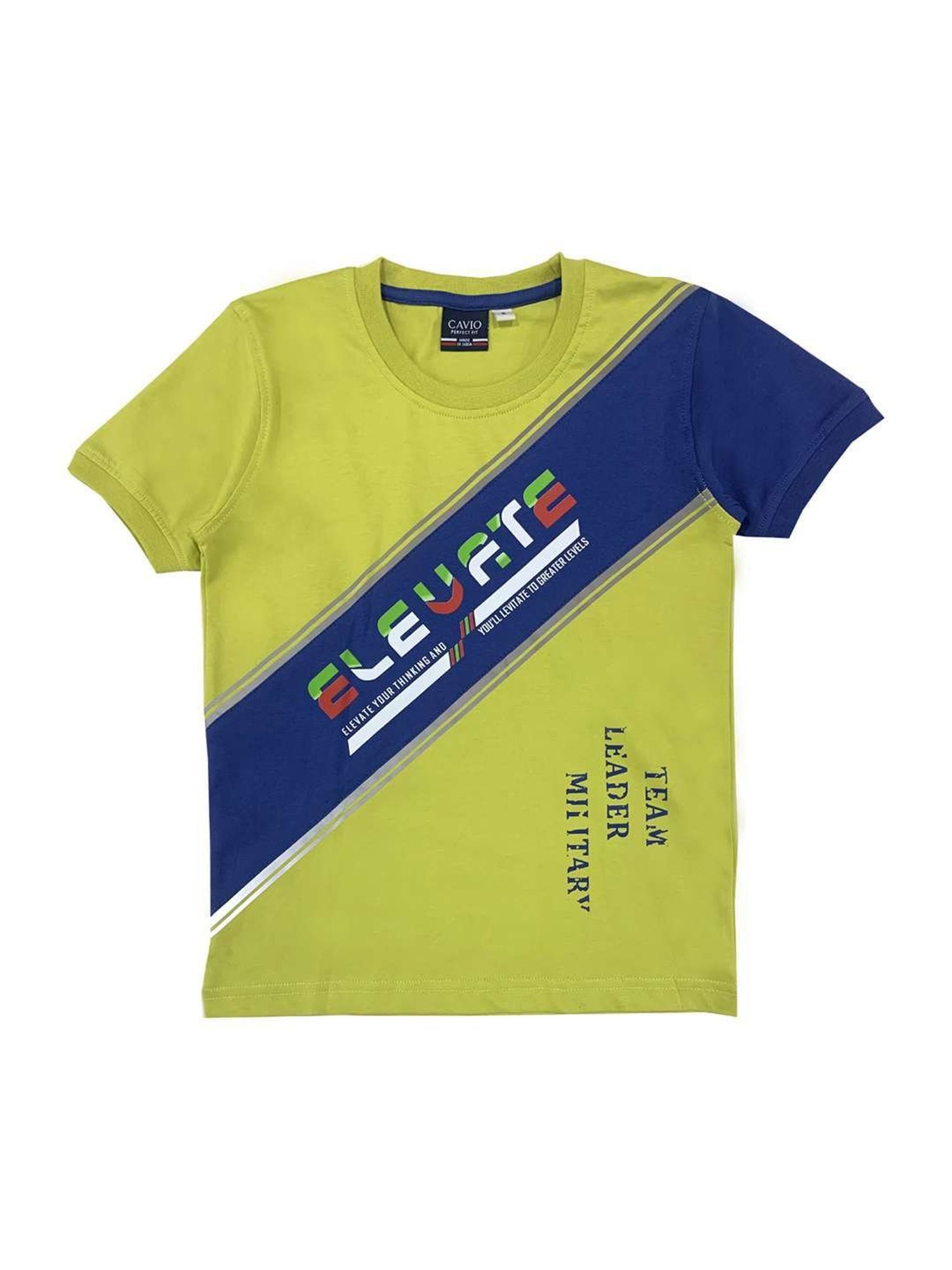 Cavio Kids Green & Blue Color Block T-Shirt