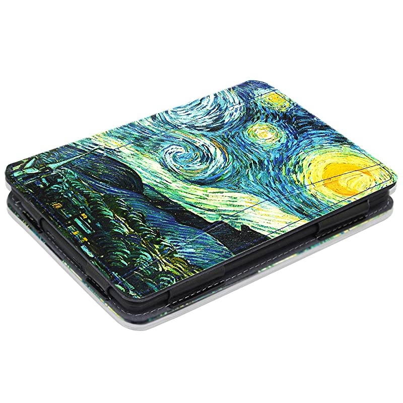 Kindle Paperwhite Case 2018, Folio Smart Cover Leather Case with Auto Sleep Wake Feature for All New and Previous Kindle Paperwhite Models, Starry Night