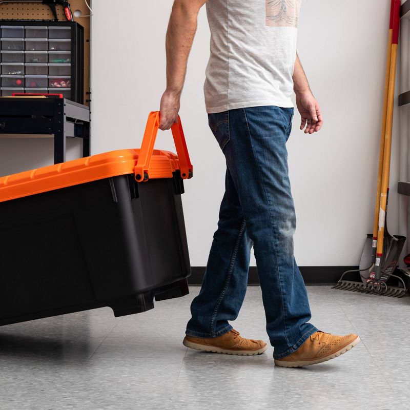 Sterilite 19434303 120 Quart Clear Plastic Storage Container Box and Lid with Blue Latches and Wheels (3 Pack)