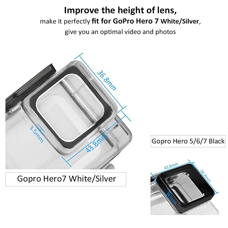 Waterproof Housing Shell for GoPro HERO7 WhiteSilver Diving Protective Housing Case 45m with Anti Fog and Bracket Accessories for Go Pro Hero 7 WhiteSilver Action Camera