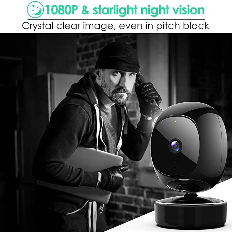 AI 1080 HD Home Security Camera 1S&mdash;Local Storage, Privacy-Protective, No Cloud Storage & 0 Subscription Fee, No lag, 2-Way Audio, Accurate Facial RECOG, Instant Alarm,Compatible with Alexa