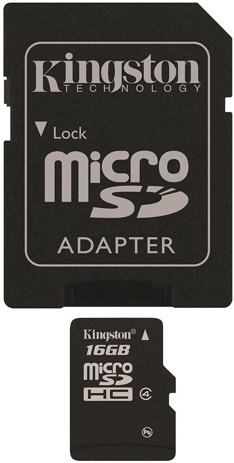 Kingston 16 GB Class 4 MicroSDHC Flash Card with SD Adapter SDC4/16GB