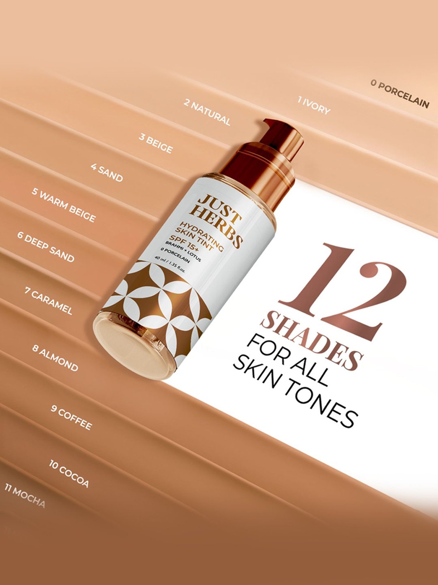 JUST HERBS Hydrating Skin Tint SPF 15+ 0 Porcelain - 40 ml